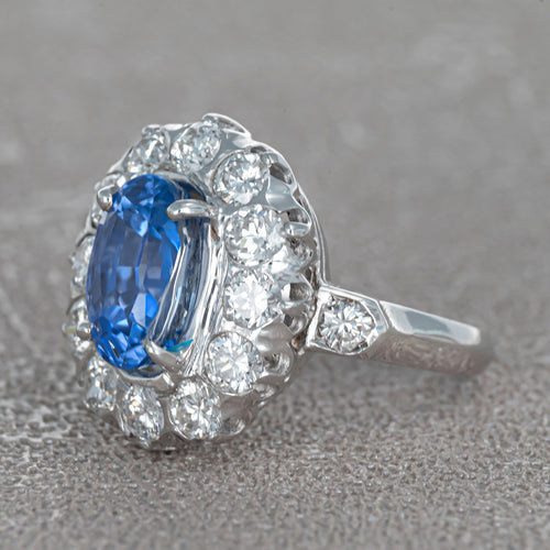 Bague 51 Bague Pompadour en or gris 18 carats avec saphir et diamants 58 Facettes 61100164