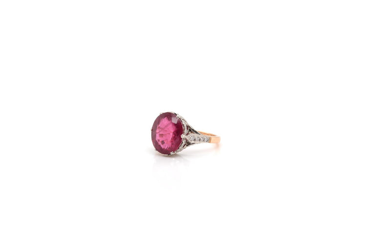 Bague 53 Bague rubellite et diamants en or blanc 18k et platine 58 Facettes 24222 - 23968