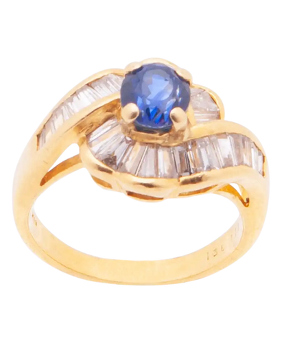 Bague 50 Stellar - Bague en or jaune 18K avec saphir et diamants 58 Facettes BO220318/STELLAR