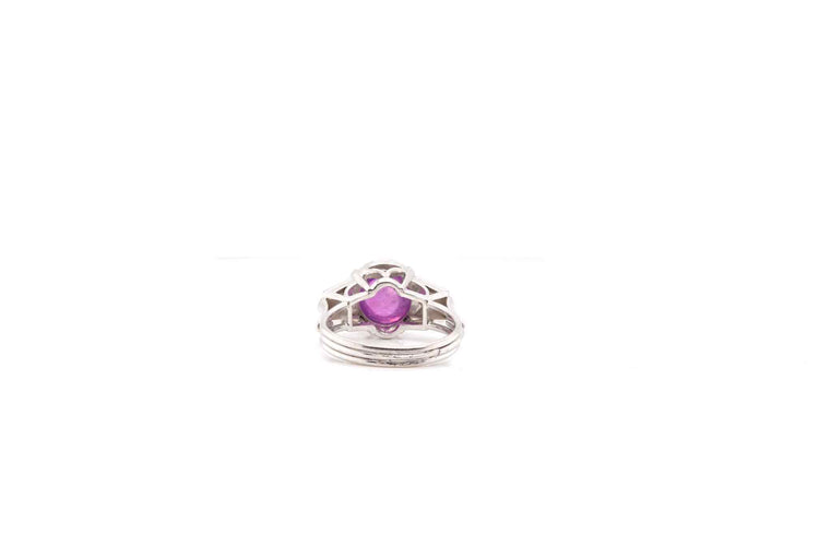 Bague 50.5 Bague vintage saphir rose étoilé de Ceylan en platine et diamants 58 Facettes 22508