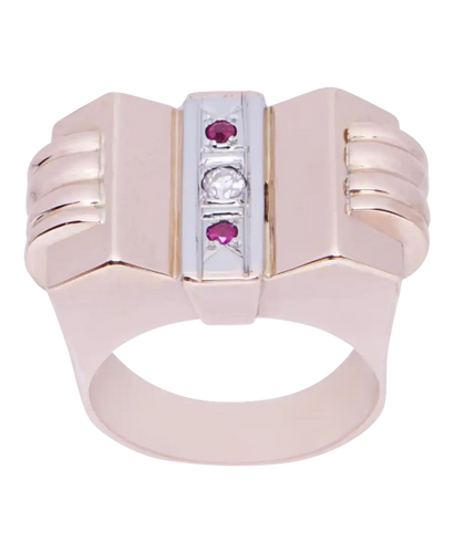 Bague 52 Tank Française - Bague Tank en or 18K à diamants et rubis 58 Facettes BO200083/TANKFRANCAISE