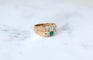 Bague 62 Bague Tank en or rose 18k et platine, émeraude et diamants 58 Facettes