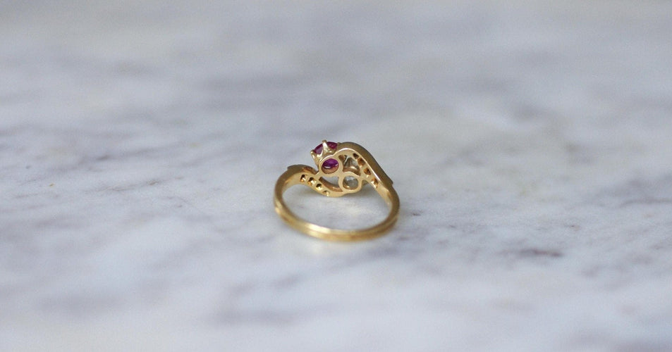 Bague 50.5 Bague Toi et Moi Belle Époque en or jaune 18k et diamants 58 Facettes