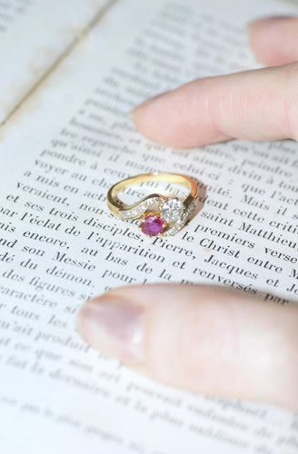 Bague 50.5 Bague Toi et Moi Belle Époque en or jaune 18k et diamants 58 Facettes