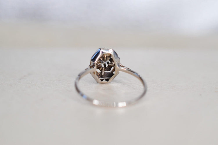 Bague 50 Bague Art Déco - Bague en or blanc 18 carats et diamant 58 Facettes 3766