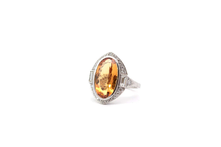 Bague 54 Bague en platine avec topaze naturelle 7,03 ct et diamants 58 Facettes 26061-25649b