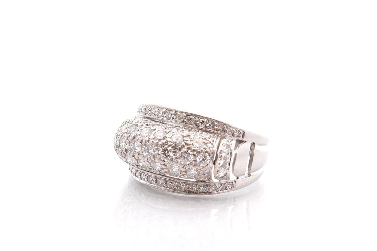 Bague 53 Bague vintage en or blanc 18k et diamants 58 Facettes 27237