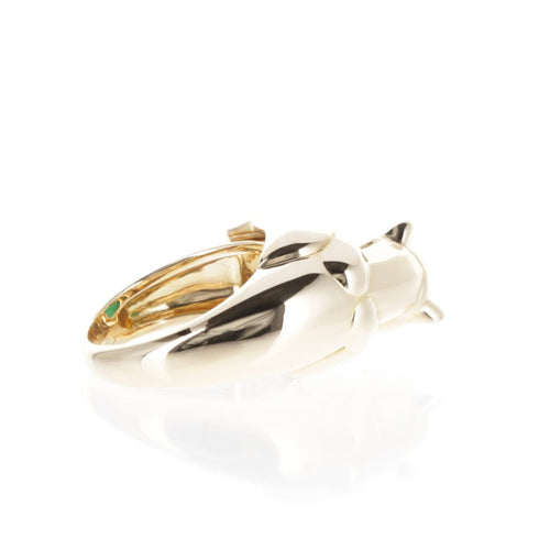 Bague 55 Cartier Panthère - Bague vintage en or jaune 18 carats et chrysoprase 58 Facettes 2.18786