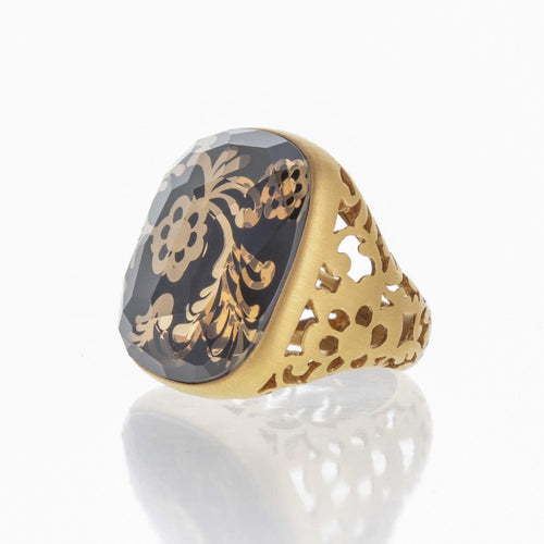 Bague 55 Pomellato Victoria - Bague en or jaune 18 carats et cristal de roche 58 Facettes 2.18493