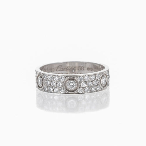 Bague 58 Cartier Love - Bague en or blanc 18k pavée de diamants 58 Facettes 2.18866