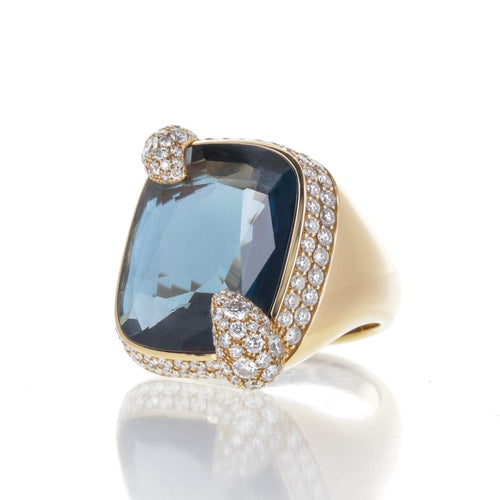 Bague 55 Pomellato Ritratto - Bague en or rose avec topaze et diamants 58 Facettes 2.19225
