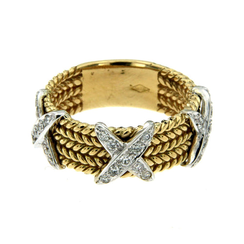 Bague 56 Bague motif corde en or jaune 18 carats et diamants 58 Facettes