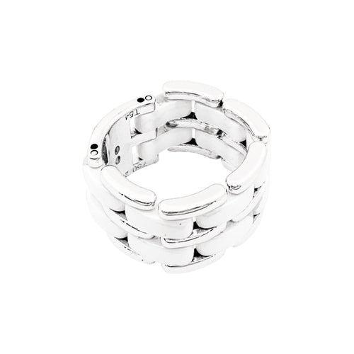 Bague 54 Chanel Ultra - Bague grand modèle en or blanc et céramique blanche 58 Facettes 35312
