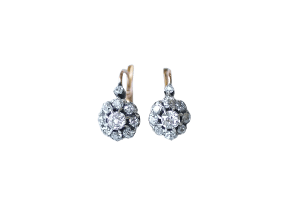 Boucles d'oreilles Boucles d’oreilles marguerite en or rose 18k et diamants 58 Facettes