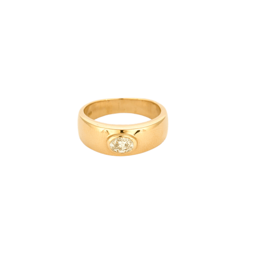 Bague 54 Bague jonc en or jaune 18 carats avec diamant ovale 0,40 ct 58 Facettes