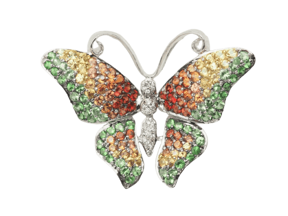 Broche Broche papillon en or blanc 18 ct, diamants, citrine, topaze et péridot 58 Facettes 33134