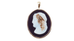 Pendentif Pendentif camée sur agate bleue en or jaune 14 ct 58 Facettes 32798