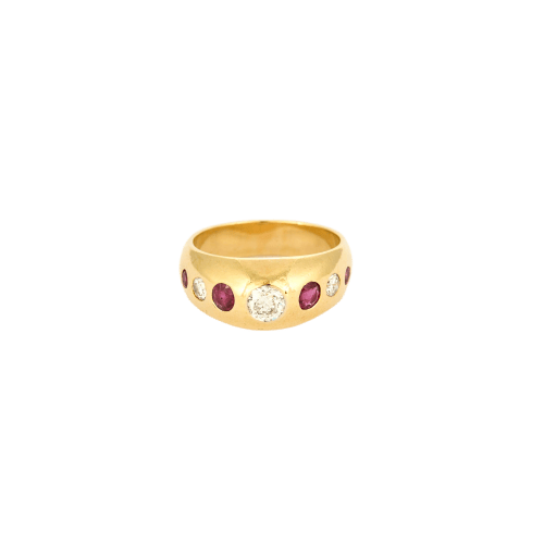 Bague 53 Bague jonc en or jaune 18 carats, diamants et rubis 58 Facettes 1