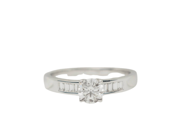 Bague 54 Solitaire - Bague en or blanc 18 ct et diamant 0,52 ct 58 Facettes 24474