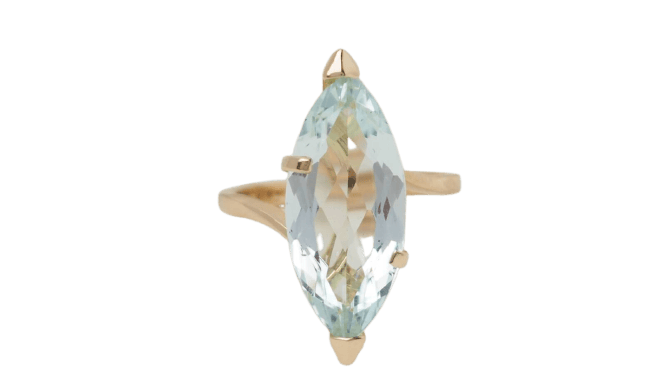 Bague 52.5 Bague vintage en or jaune 18 ct et aigue-marine 58 Facettes 32408