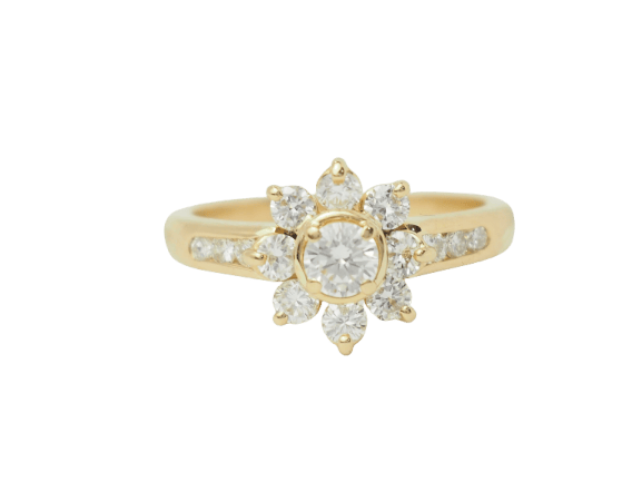 Bague 53 Bague marguerite en or jaune 18 ct et diamants 58 Facettes 33442