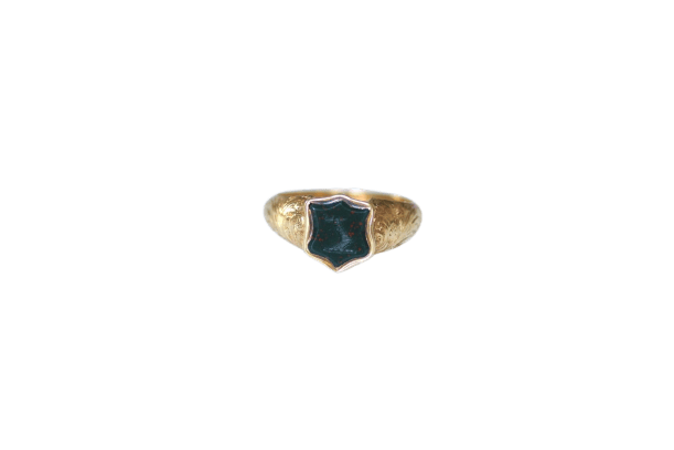 Bague 60 Chevalière - Bague intaille jaspe sanguin bras issant en or jaune 58 Facettes
