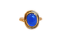 Bague 53 Bague ovale en or jaune 18 carats et pierre bleue 58 Facettes 3074