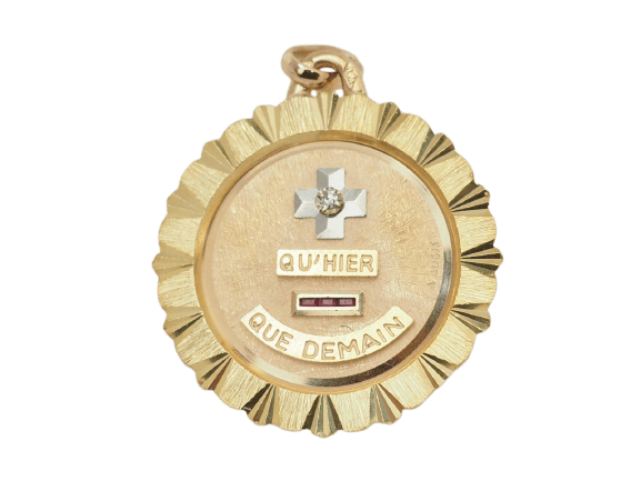 Pendentif Augis - Pendentif en or jaune 18 ct avec rubis et diamant 58 Facettes 33187