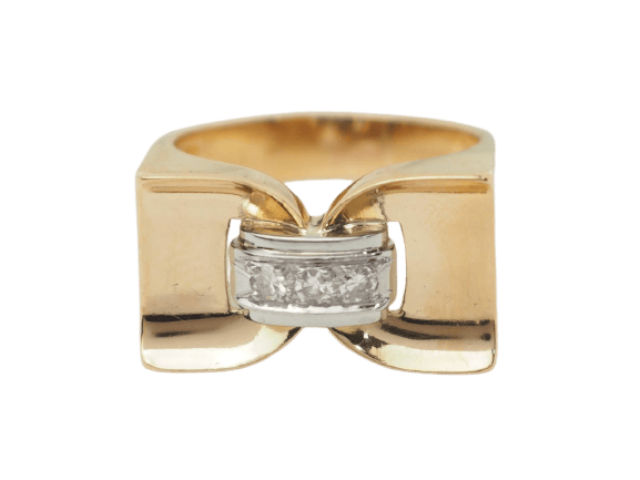 Bague 56 Bague Tank en or jaune 18 ct et diamants 58 Facettes 33199