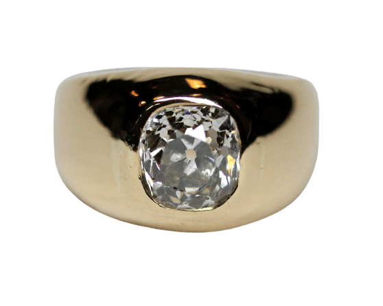 Bague 49 Bague jonc taille coussin en or jaune et diamant 58 Facettes A11871