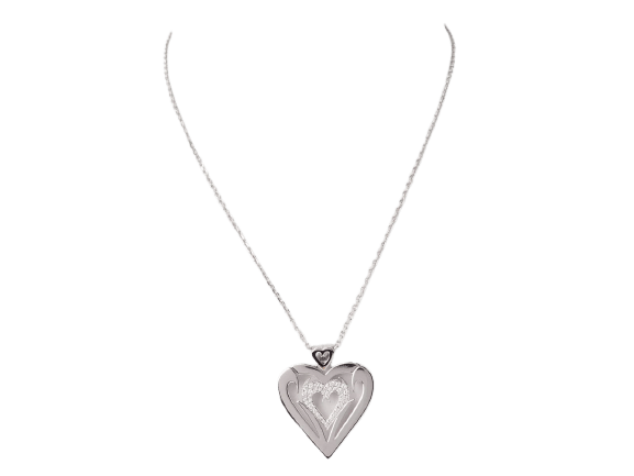 Collier Collier cœur en or blanc 18 ct et diamants 58 Facettes 33084