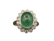 Bague 49.5 Bague Pompadour en or blanc et jaune, émeraude cabochon et diamants 58 Facettes A10322