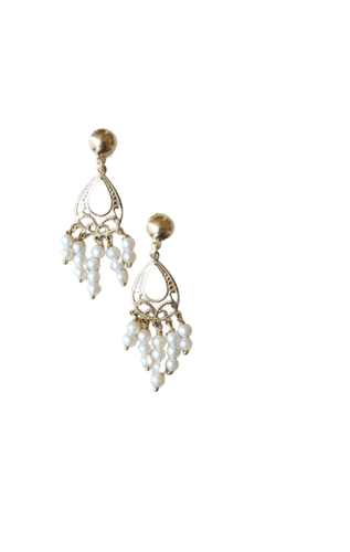 Boucles d'oreilles Boucles d'oreilles pendantes à franges en or jaune 18k et perles 58 Facettes