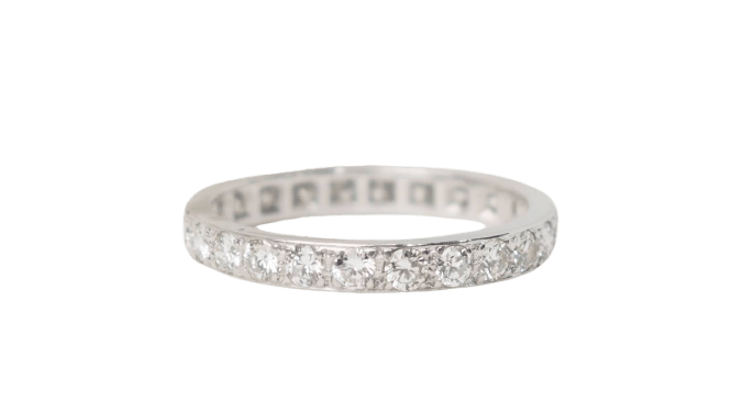 Bague 56 Alliance américaine tour complet en or blanc 18 kt et diamants 0,90 ct 58 Facettes 29462