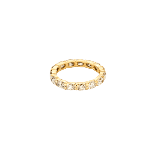 Bague 52 Alliance américaine tour complet en or jaune 18 carats et diamants ovales 58 Facettes 1