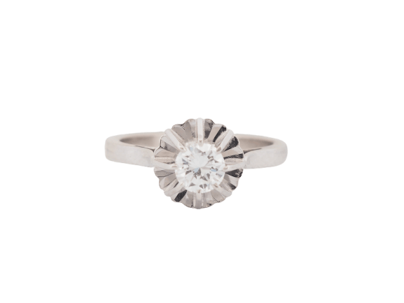 Bague 51 Bague solitaire en or blanc 18 ct et diamant taille brillant 58 Facettes 33056