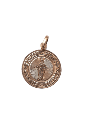 Pendentif Médaille - Vierge Marie en or rose 18 kt 58 Facettes