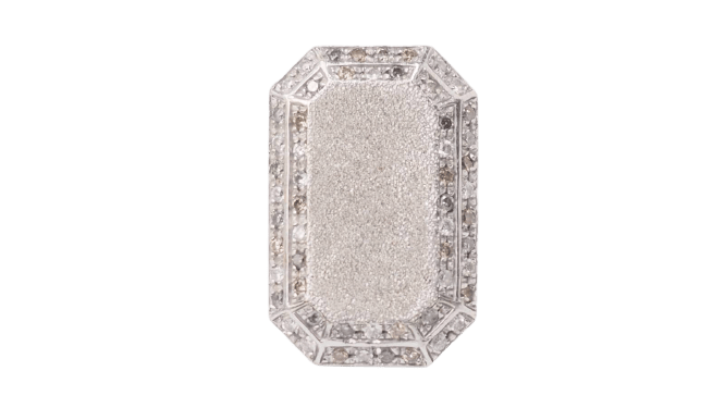 Bague 45.5 Carolina Bucci - Bague Emerauld Cut Ring en or blanc et diamants 58 Facettes 32862