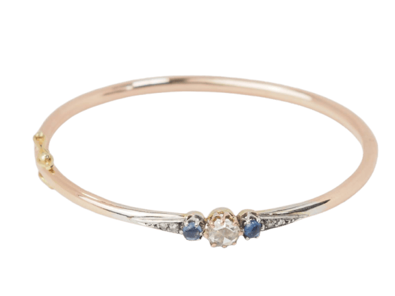 Bracelet Bracelet jonc Art Nouveau en or bicolore 18 ct, saphirs et diamant 58 Facettes 33124