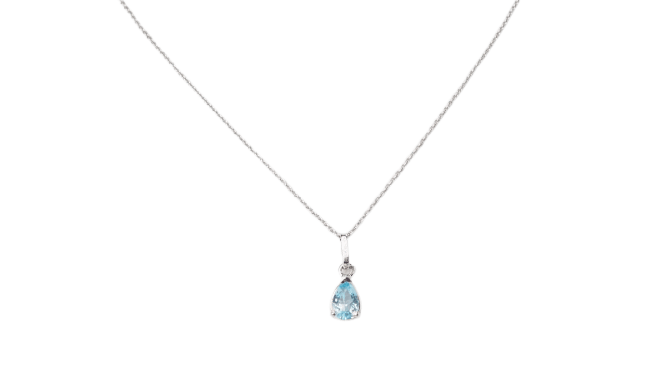 Collier Collier solitaire en or blanc 18 kt et topaze bleue 58 Facettes CLAL