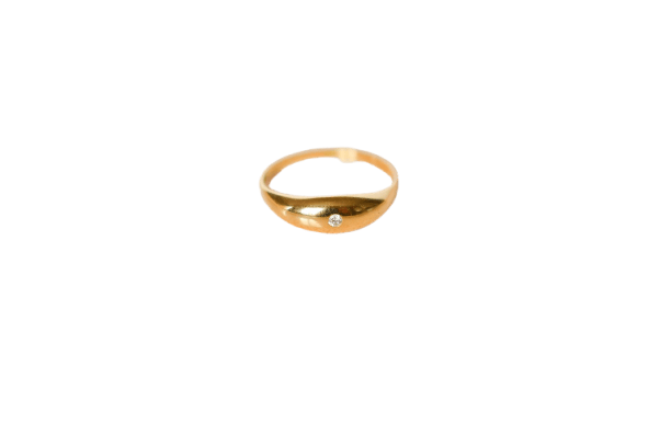Bague 56 Bague jonc anglais en or jaune 18 carats et diamant 58 Facettes 3595