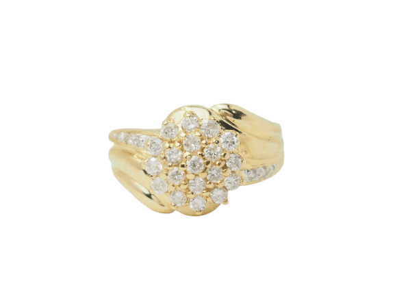 Bague 52 Bague en or jaune 18 ct pavée de diamants 58 Facettes 33391