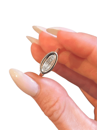 Bague 52 Solitaire baignoire moval en or blanc 18 carats avec diamant 0,80 ct 58 Facettes