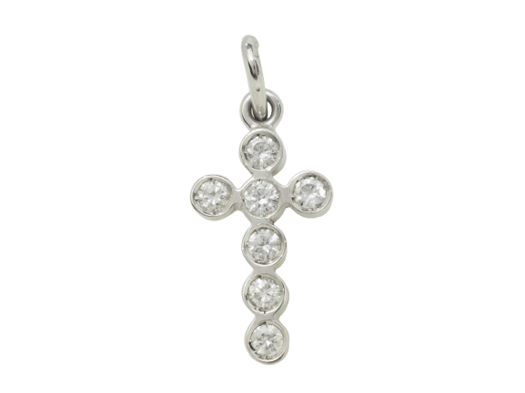 Pendentif Pendentif croix en or blanc 18 ct et diamants 0,35 ct 58 Facettes F4861