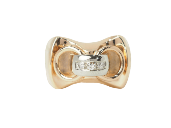 Bague 53.5 Bague Tank en or 18 kt et diamants 58 Facettes 33465