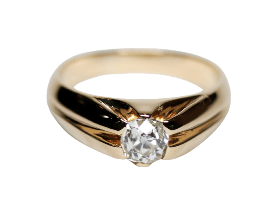Bague 60 Bague solitaire jonc en or jaune et diamant coussin 0,90 ct 58 Facettes A11248