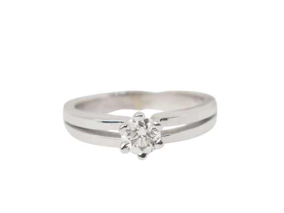 Bague 55 Bague solitaire en or blanc 18 kt avec diamant taille brillant 0,45 ct 58 Facettes 21512