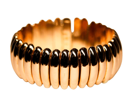 Bracelet Manchette semi-rigide maillons ovales allongés en or rose 750 58 Facettes A11292