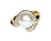 Bague 54 Bague jonc en or jaune 750 avec perle de culture et diamants 58 Facettes A11114