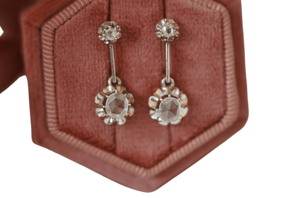 Boucles d'oreilles Boucles d’oreilles anciennes à diamants taille rose 58 Facettes